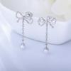 Aretes de borla con lazo de hada súper, perlas, femeninos, lujo ligero, alta gama, aretes de plata esterlina, joyería para la oreja europea y americana al por mayor