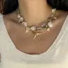 Colar Europeu e Americano Transfronteiriço Novo Estilo Estrela do Mar Concha Contas, Pérola Imitação Contas Camadas Grosso Dourado Joias Nicho para Mulheres