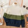2024 novo outono e inverno europeu e americano suéter de gola alta para bebês meninos suéter básico infantil roupas infantis britânicas