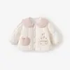 Jaqueta matelassê para bebê menina, casaco fino de algodão para primavera e outono, roupa de algodão infantil Classe A, adequada para uso externo no outono e inverno, casaco de algodão quente