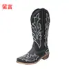 En stock Invierno 2026 Nuevos Zapatos de Mujer de Comercio Exterior wish Talla Grande Bordado Punta Fina Botas Largas de Cuero para Mujer Botas Largas de Caballero