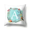 Fronha de Poliéster Flor Azul decoração de casa impressão 26 letras em inglês capa de almofada QTB23