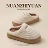 Fábrica de Zapatos Qidan Zapatillas de Felpa de Algodón Cerradas Simples para Mujer, Hogar Interior Otoño/Invierno, Bloqueo de Temperatura con Felpa Plus, Zapatillas de Algodón Gruesas Antideslizantes para Hombre