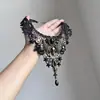 Colar Gargantilha Coração Vermelho Escuro de Halloween Estilo Punk Gótico Retrô Sexy Renda Exagerada