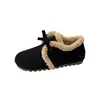 Zapatos casuales nuevos de suela suave y fondo plano con forro polar para mujer, sin cordones, 2026, zapatos retro de invierno con pelo para mujer, zapatos de algodón, lazo