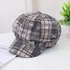 Chegada Nova Primavera e Verão Chapéu Octogonal Xadrez Feminino Clássico Xadrez Laço Moda Chapéu Newsboy Personalizado Moda Estilo Coreano Chapéu