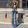 Jeans Acampanados de Tiro Bajo Estilo Americano Picante para Mujer, Novedad Primavera 2026 Pantalones de Tiro Alto Adelgazantes Elásticos de Pierna Ancha Bootcut