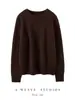 Suéter Grueso de Cachemira de Seda Raglán para Mujer Otoño Invierno Nuevo Estilo Holgado Perezoso Prendas de Punto Capa Base Versátil Suéter de Cuello Redondo