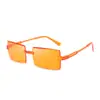Gafas de sol cuadradas sin montura con borde cortado transfronterizas europeas y americanas, Gafas de sol personalizadas de una sola pieza de colores caramelo, Gafas de sol para protección solar al aire libre