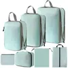 Conjunto de Compressão para Armazenamento de Viagem com 7 Peças para Roupas Sapatos Higiene Pessoal Cosméticos Sacos de Armazenamento Sacos Impermeáveis Armazenamento Portátil