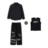 Dança de Rua Roupas Infantis Modernas Meninos e Meninas Hip-Hop Marca Moderna Camisetas Conjunto de Roupas Infantis Roupa para Performance de Bateria Outono