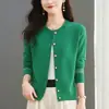 Suéter Cárdigan Tejido para Mujer 2026 Principios de Otoño Nueva Llegada Top Ropa de Abrigo Corto Delgado Cuello Redondo Jacquard Chaqueta Elegante