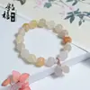 Pulsera de Jade Dorado Natural Seda Verde Calabaza Jade Círculo Único Pulsera de Cuentas Amarillas Pulsera de Círculo Sencillo para Mujer Transmisión en Vivo Venta al por Mayor