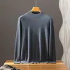 Suéter Bai Cai Velvet 100% Caxemira para homens, leve e luxuoso, macio e confortável, malha fina para outono/inverno com gola alta discreta, casual e simples