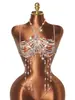 AYJ Cadena de pecho de grava de piedra de color natural estilo europeo y americano, cristal rosa, con cadena de plata, borlas de gota de agua de cristal, adecuada para ropa de vacaciones