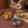 Tazón vintage de acero inoxidable 304, tazón de arroz doméstico estilo coreano, tazón para cocer huevos con acabado envejecido color dorado, tazón para ensaladas, tazón para sopa, tazón para kimchi
