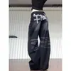 Jeans retro americanos negros de bajo curvo para mujer, nuevo estilo de primavera, diseño de alta costura, corte holgado, adelgazantes, pantalones de pierna ancha con caída.
