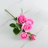 Buquê Simuladode 5 Rosas de Veludo, Decoração de Flores Artificiais para Casamentos, Decoração de Casa, Dia dos Namorados, Atacado do Fabricante