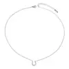 Collar de Herradura en Forma de U con Diamantes Completos de Lujo Ligero para Mujer, Cadena para Clavícula, Accesorio Minimalista Versátil Estilo Ins de Nicho Exquisito para el Día a Día