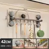 Gancho de cocina con ventosa, barra colgante para pared sin taladro, estante de almacenamiento multifuncional para cocina para organizar ollas, sartenes y cucharas