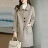 Casaco de Lã Feminino 2026 Outono e Inverno Novo Estilo, Petite, Engrossado, Estilo Coreano, Slim Fit, Elegante, Sobretudo de Lã de Comprimento Médio