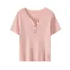 Suéter Camiseta Tricô Botão Cor Dopamina Suave Feminino Tamanho Grande Personalizado 2026 Primavera Slim Fit Top 144104