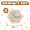 Tarjeta de madera para el mes del bebé, DIY, recuerdo del bebé, regalo hexagonal de virutas de madera para recién nacidos, registro de crecimiento