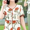 Ropa de Verano para Mamá 2024 Trajes Nuevos para Mujeres de Mediana Edad, Ropa de Verano de Manga Corta a la Moda para Personas Mayores, Camisas Nobles para Mujeres