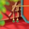 Joyería Yuebao Plata Esterlina S925 Chapado en Oro Jade Hetian Jaspe Vintage Patrón Calado Cuenta Redonda Aretes de Calabaza Gancho de Plata para la Oreja