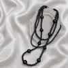 Nova retro pérola de vidro colar multi-camada socialite elegante mão-tecida longo colar clavícula com estilo palácio