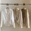 LS Moda Simple Versátil Camisa de Solapa Guangzhou Trece Hong 2026 Llegada Temprana Otoño Ropa de Mujer Top 23508#