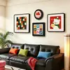 Pintura Decorativa Divertida de Dibujos Animados de Dopamina para Sala de Estar Nueva Combinación Pintura Colgante para Pared de Fondo de Sofá Estilo Crema Mural para Restaurante