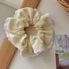 Dulce Liga para el Cabello Scrunchie para Mujeres, Satén de Alta Gama Estilo Coreano Versátil Cuerda para el Cabello, Suave Encaje Lunares Accesorio para el Cabello, Pañuelo Cuadrado para la Cabeza