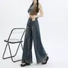 Jeans Amplios Retro Rústicos para Mujer Otoño 2024 Nuevo Diseño Cintura Alta Holgados Pantalón Falda