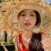 Sombrero de Playa de Paja Raffia Estilo Francés de Ala Ancha Sombrero de Protección Solar para Vacaciones en la Costa 2026 Nuevo Diseño Hueco Sombrero de Paja Parasol para Mujer