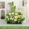 Arreglo de Flores Artificiales y Plantas Verdes HY-DS3 para Decoración de Fondo de Boda, Flor de Mesa, Decoración de Mesa de Comedor, Decoración de Flores Falsas de Lujo Ligero
