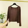 Nuevo cárdigan fino de manga larga para mujer primavera-verano, chaqueta estilo chal, abrigo de algodón modal con protección solar, camisa ajustada para aire acondicionado