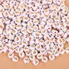 Cuentas de Letras Inglesas Estampado en Caliente para Manualidades Niños Educación Temprana Joyería Cuentas Sueltas Pulseras Tejidas a Mano Accesorios para Collares