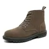 2025 Nuevas Botas de Trabajo de Estilo Británico con Punta Redonda Retro de Cuero Gamuzado Mate Modernas Cómodas Versátiles Botas de Trabajo