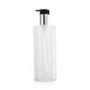 Frasco Cilíndrico de Ombro Plano Personalizado de 500ml para Gel de Banho e Shampoo, Cabeça Bomba de Loção Prata Brilhante, Frasco de Loção PET Transparente
