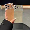 Adequado para iPhone 17 Pro Max, capa de celular de couro de cordeiro galvanizado com janela grande, capa de proteção total anti-queda para Apple 16