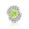 Anillo de Flor de Hielo con Gema de Color Brillante de Corte Huevo de Paloma Oversize de Venta Caliente Transfronteriza para Mujer Moda Europea y Americana Joyería de Diamante de Alto Carbono Brillante