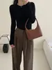 Top de capa base de cuello redondo 100% lana Merino finamente hilada para mujer, otoño/invierno, prenda interior de corte ajustado, suéter de punto, jersey suave y fino