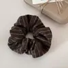 Estilo Coreano Outono e Inverno Listrado Prendedor de Cabelo Fio de Tricô Scrunchie Suave Toque de Luxo Etiqueta de Tecido Feminina Corda para Coque