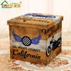Taburete de Almacenamiento Personalizado Estampado en Lino Algodón y Lino Reforzado Retro Plegable Taburete de Almacenamiento Grande Estilo Europeo Taburete de Almacenamiento para Pies