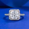Anel de diamante europeu e americano Mujing Anel de diamante rosa feminino Diamante amarelo Diamante branco Prata s925 Conjunto de grupo de almofada 7*7 anel de prata