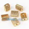 Acessórios DIY Cobre Puro Banhado a Ouro Microincrustação com Ranhura Contas Retilíneas Acessórios para Pulseira
