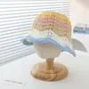 Sombrero de Paja Nuevo Transfronterizo para Niños 2025 Nuevo Sombrero de Pescador de Colores Arcoíris Japonés y Coreano Sombrero de Sol Hueco para Viajes al Aire Libre Verano