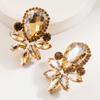 Aretes de Diamantes de Moda Europea y Americana Transfronteriza de Alta Gama Lujosos Super Brillantes Distintivos en Forma de Gota Elegantes de Cristal para Mujeres
