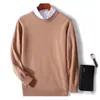 Nuevo Suéter de Cachemira para Hombre Otoño e Invierno 2023, Suéter de Lana de Punto Grueso con Cuello Redondo, Camisa Base Casual de Negocios para Jóvenes